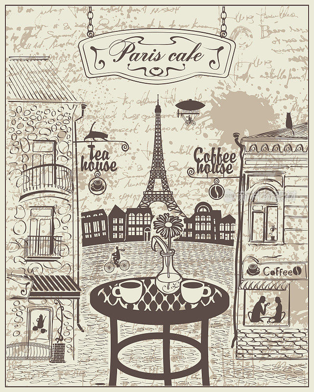 可以看到埃菲尔铁塔的巴黎咖啡馆