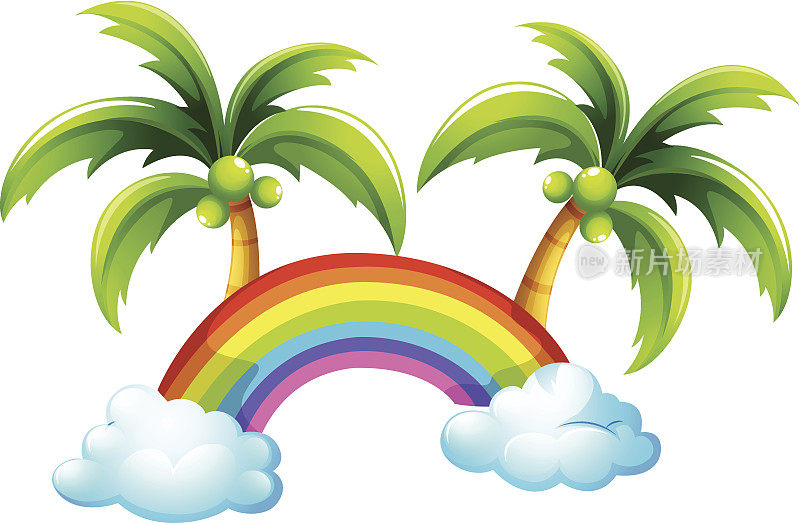 彩虹和椰子树