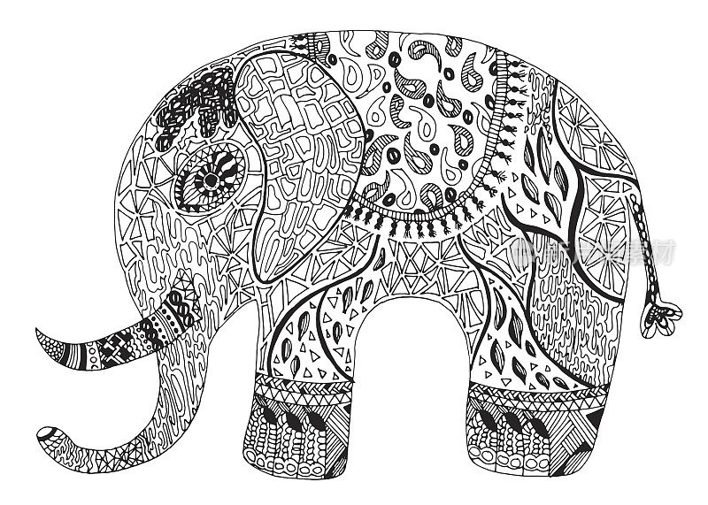 为成人画大象。矢量插图。