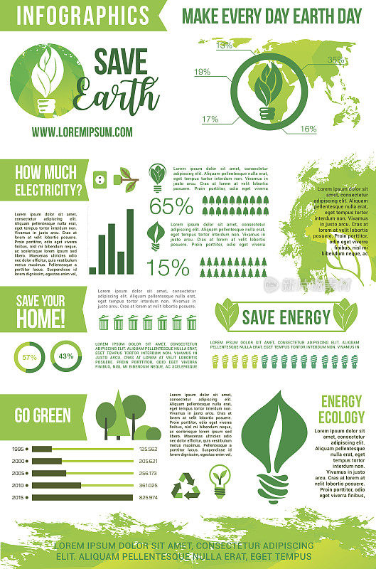 地球日信息图表向量绿色能源概念