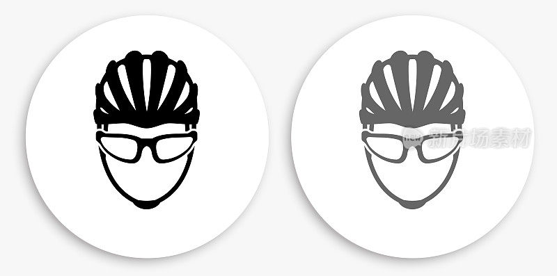 自行车头盔黑色和白色圆形图标