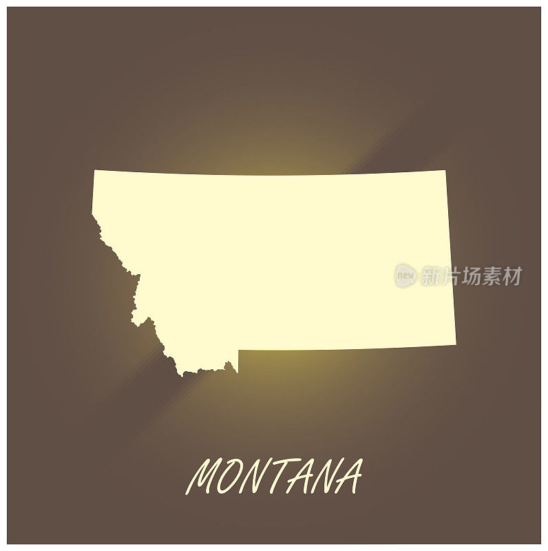 蒙大拿地图矢量轮廓制图黑色和白色照明grunge背景插图
