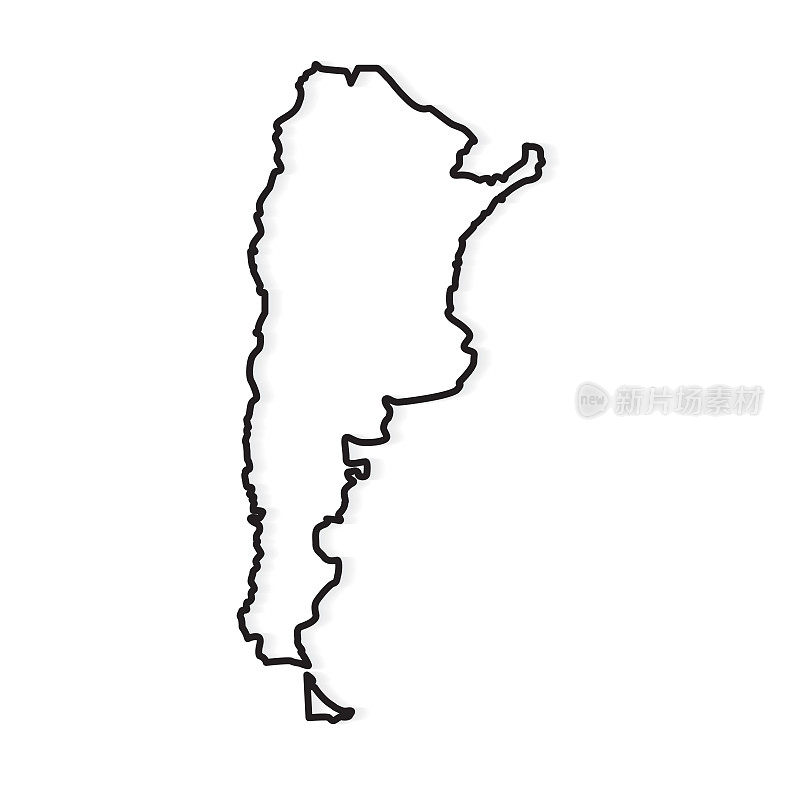 阿根廷地图的黑色轮廓