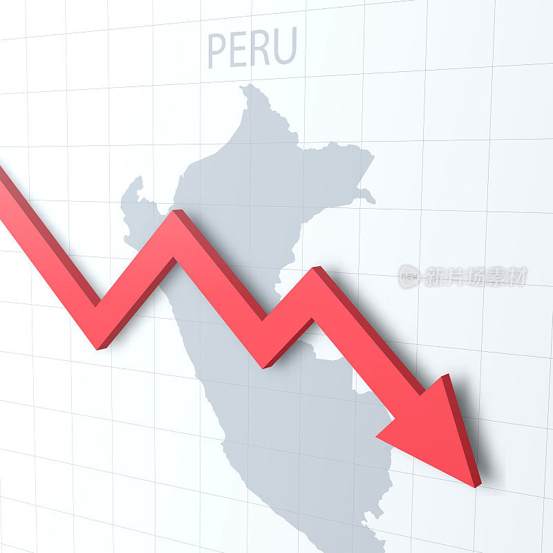 下落红色箭头与秘鲁地图的背景