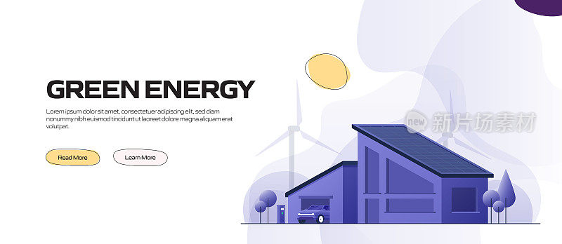 绿色能源概念矢量插图用于网站横幅，广告和营销材料，在线广告，商业展示等。
