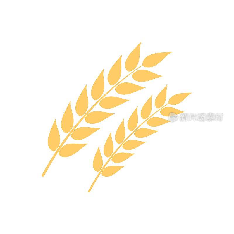 小麦小穗图标。小麦穗插图。平的图标设计。