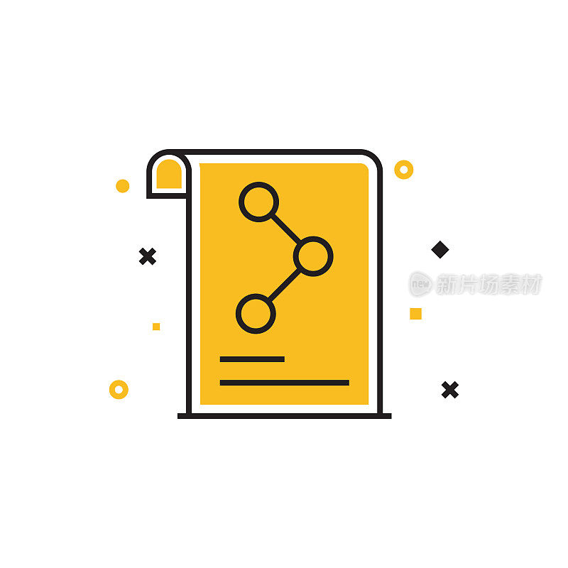 内容共享平面线图标，轮廓向量符号插图。