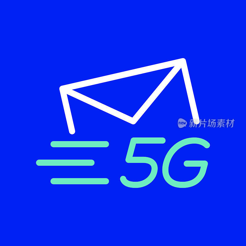 5G速度通信线路图标。可编辑的中风。简单的轮廓图标。