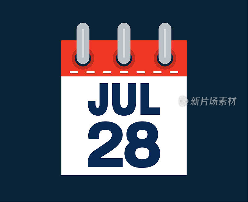 这个月的日历日期是7月28日