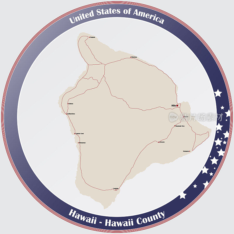 夏威夷县地图在夏威夷