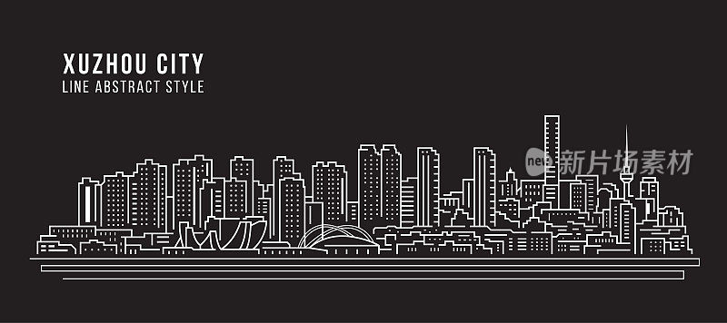徐州市城市景观建筑线条艺术矢量插画设计
