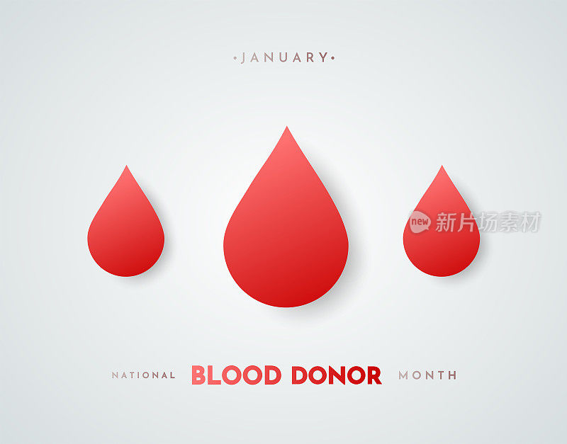 全国献血者月，一月。向量