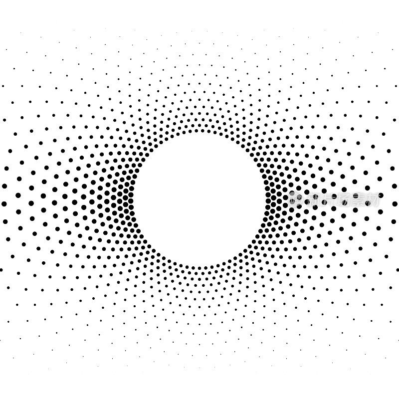 全帧双色调图案的黑圆在白上，在圆形周围复制空间