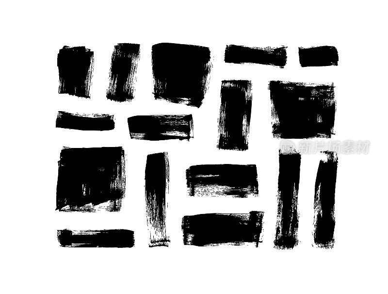 抽象的黑色垃圾方块和线条集合。