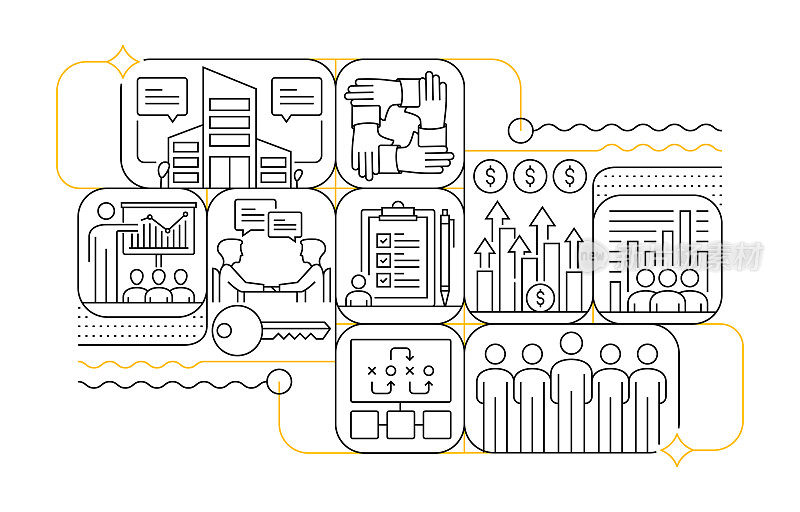 公司业务线图标集和横幅设计