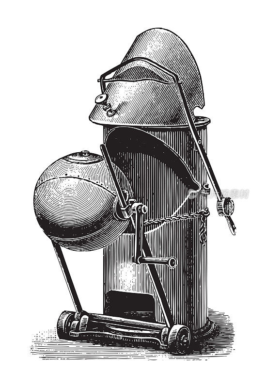 老式咖啡制造机(烘焙机)-老式雕刻插图