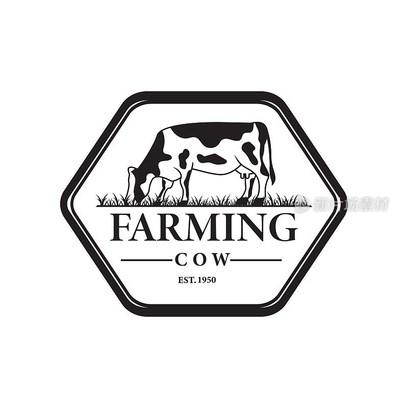 牛家农场复古六边形标志