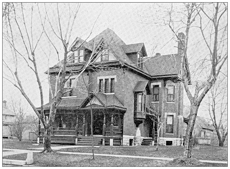 来自堪萨斯州劳伦斯的古董照片,1898年:住宅建筑外观