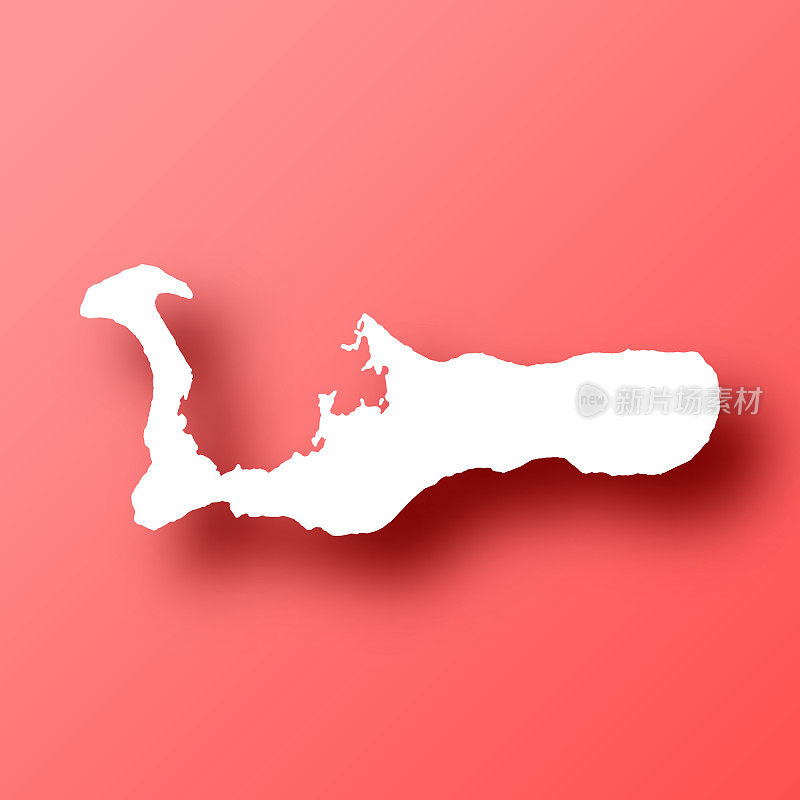 大开曼岛地图红色背景与阴影