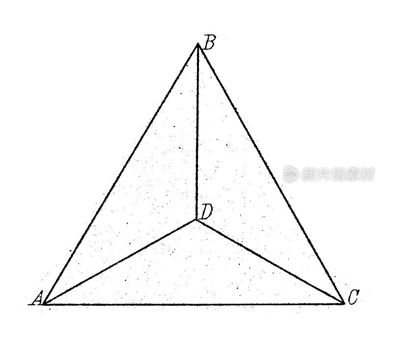 古董插图，数学和几何:立体，立体形状和多面体的边和角