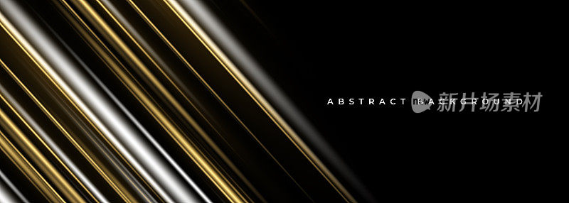优雅豪华的黑色和金色抽象3D横幅。