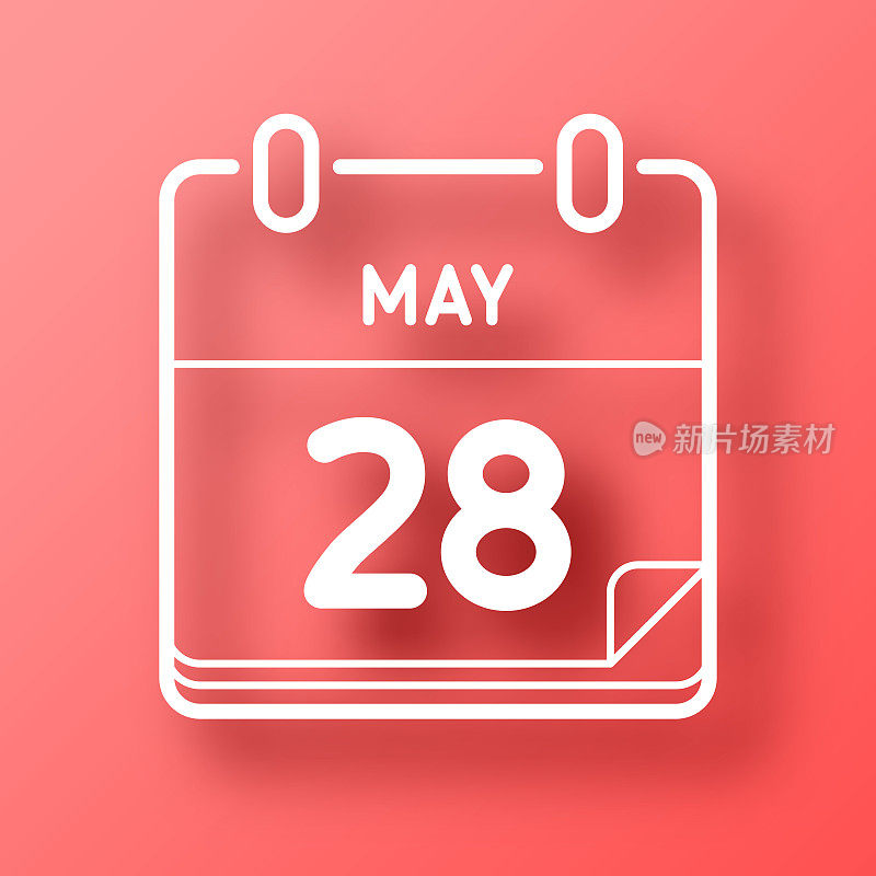 5月28日。图标在红色背景与阴影