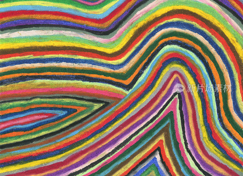 山。抽象画，彩色条纹