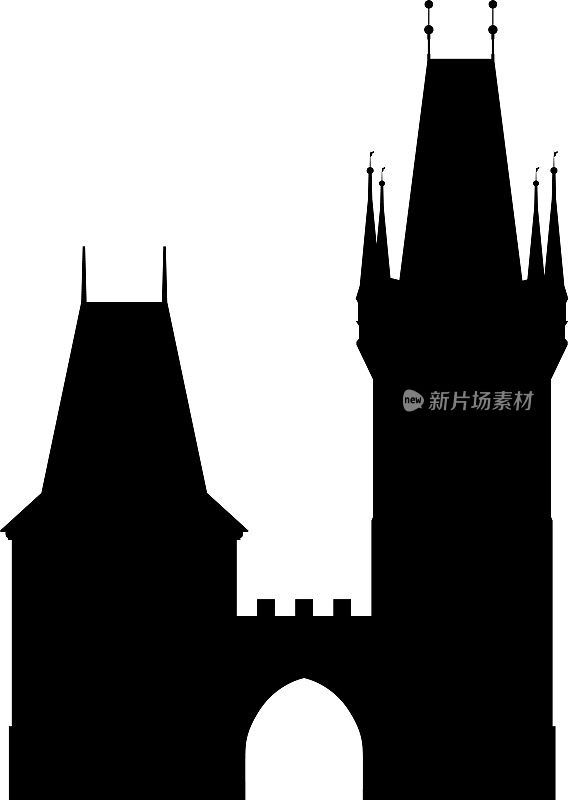捷克共和国布拉格的小镇桥塔