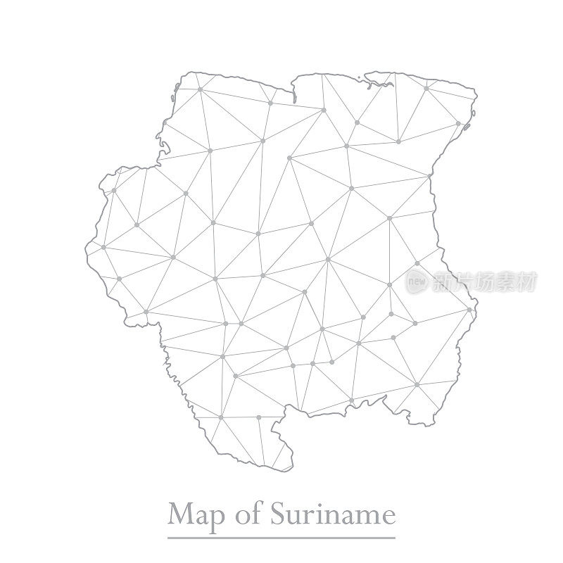 苏里南多边形抽象矢量地图。