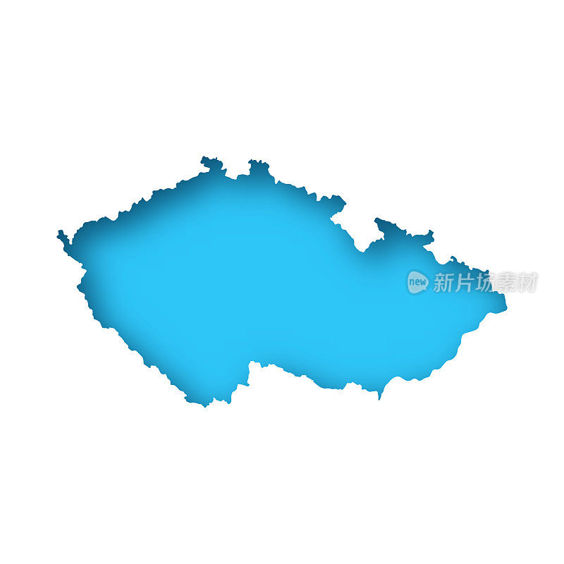 捷克共和国地图-蓝色背景的白纸
