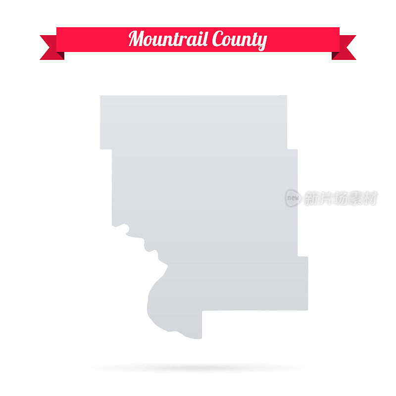 北达科他州的Mountrail县。白底红旗地图