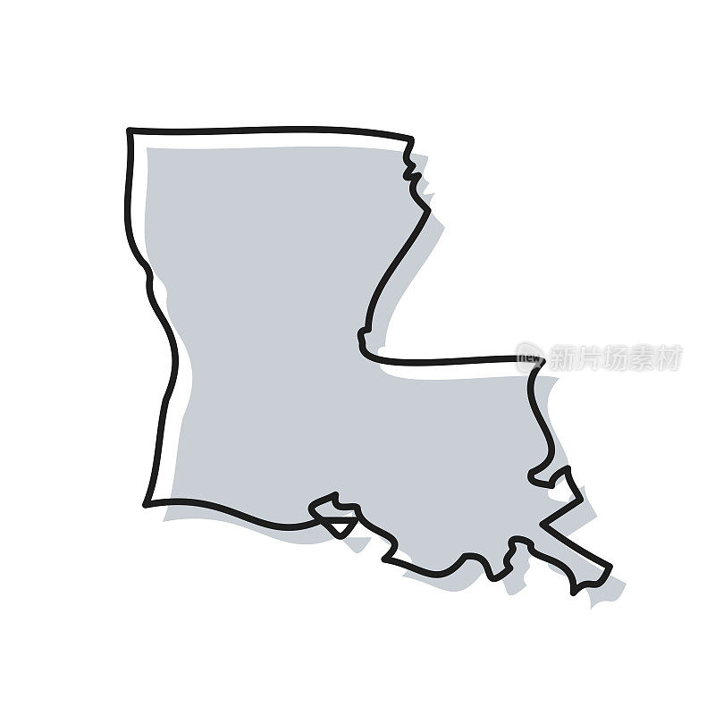路易斯安那州地图手绘在白色背景-时尚的设计