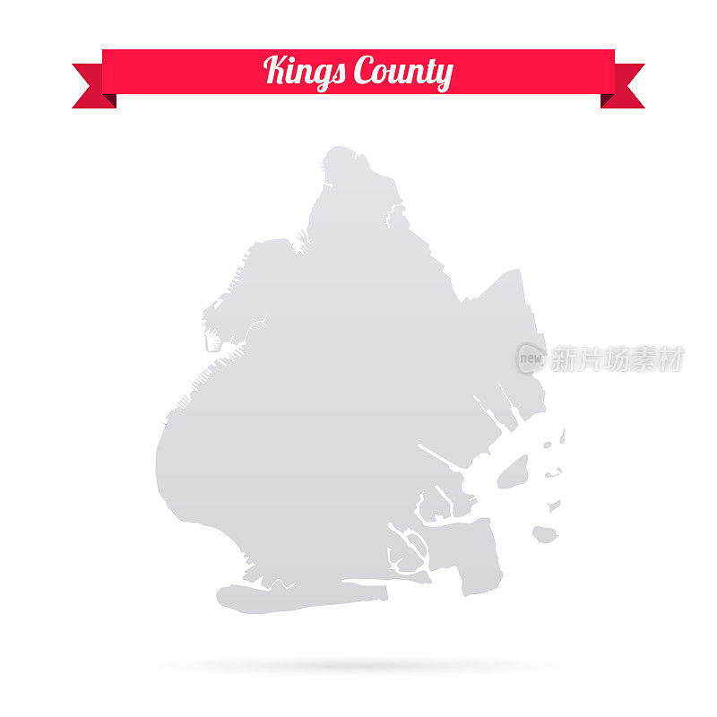 纽约金斯县。白底红旗地图