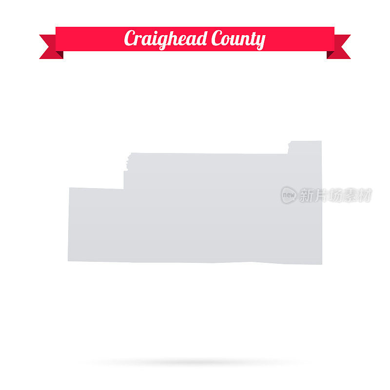 阿肯色州克雷格黑德县。白底红旗地图