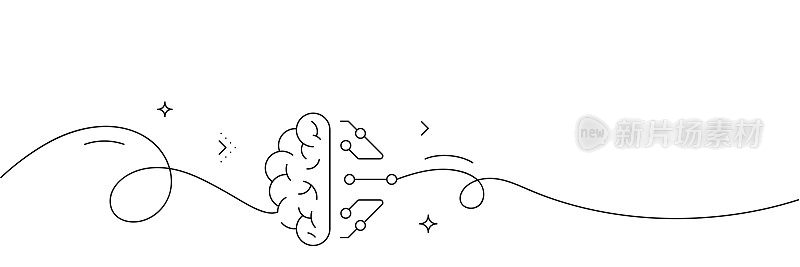 人工智能图标的连续线条绘制。手绘符号矢量插图。