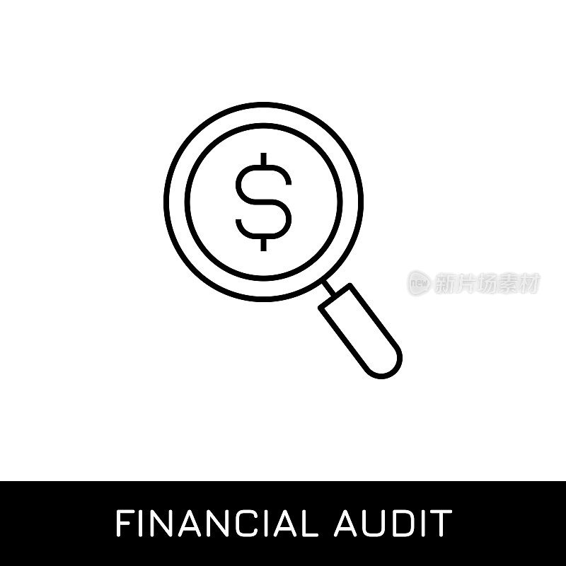 财务审计可编辑的笔画矢量线图标。