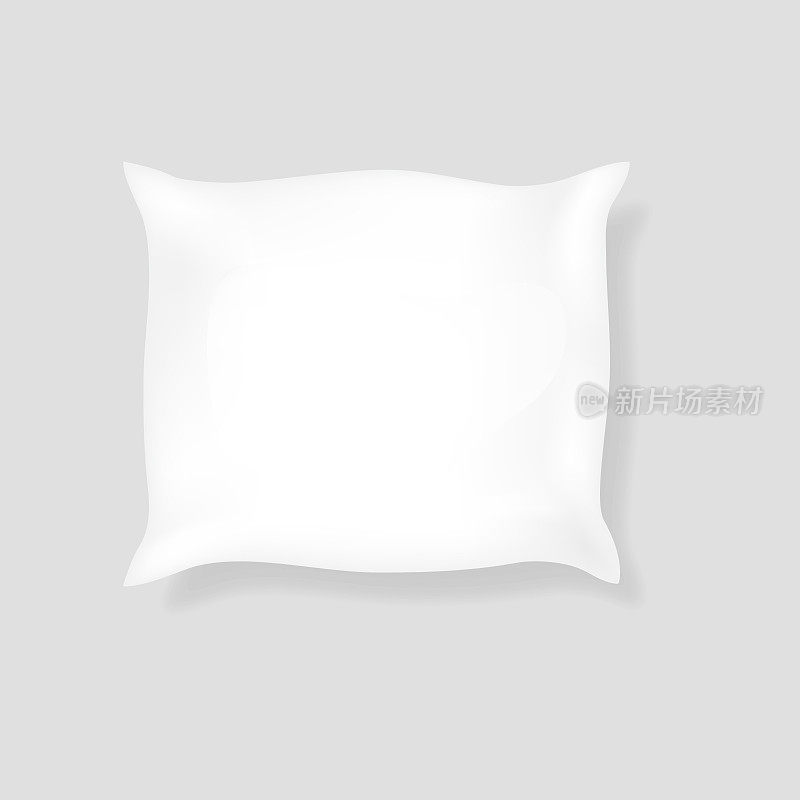 空白的白色方形枕头与阴影。缓冲矢量插图孤立在光背景。睡眠、放松、舒适的概念。为您的设计和业务实际的空白模板