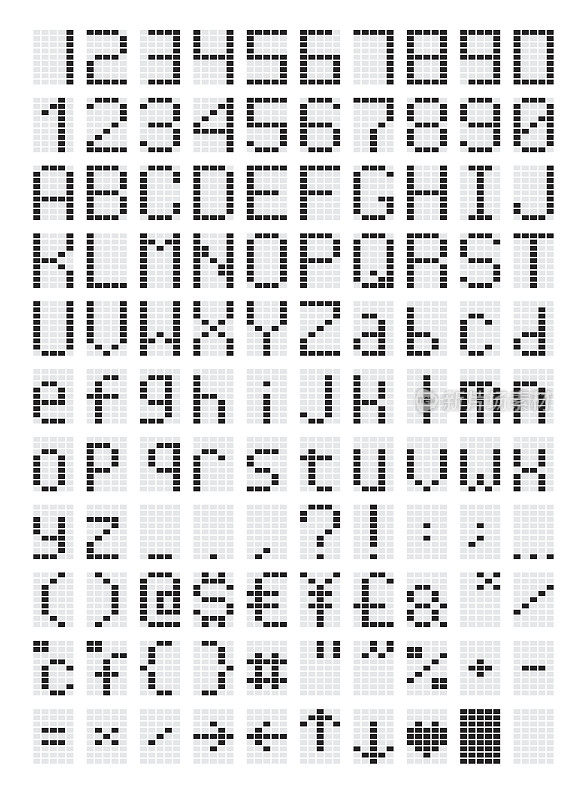像素led字体，字母和数字