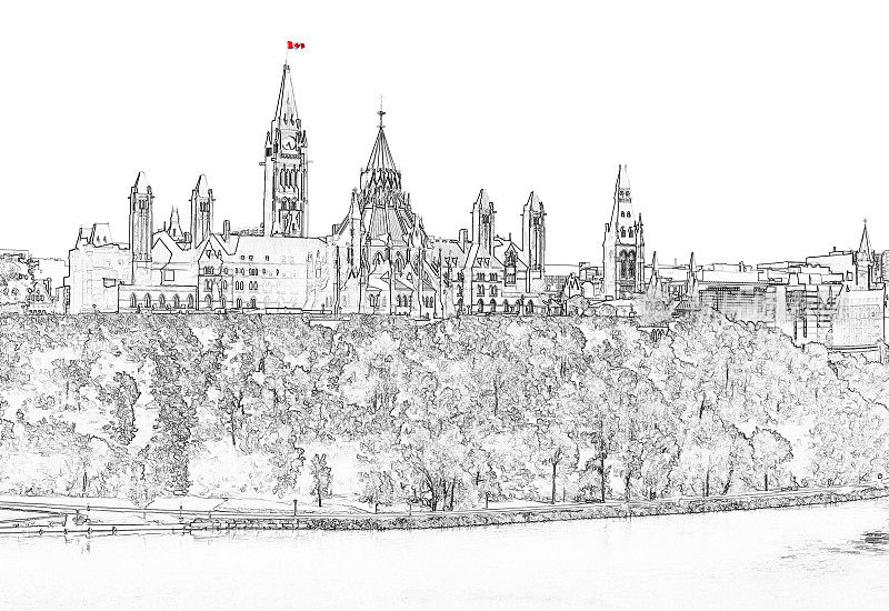 加拿大安大略省渥太华国会大厦的草图