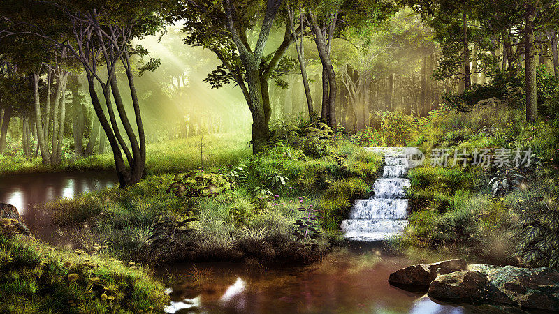 童话森林里的小瀑布