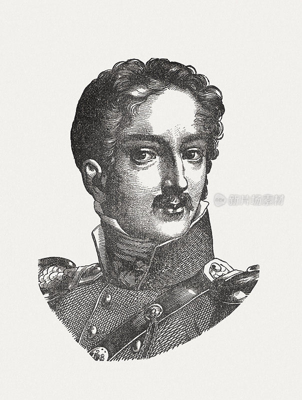 西奥多K?rner(1791-1813)，德国诗人，木刻，1871年出版