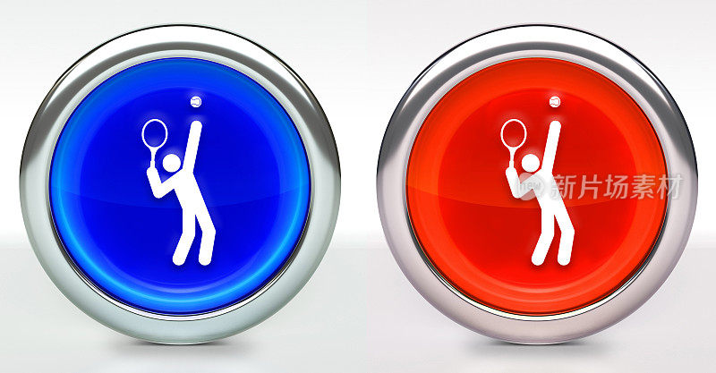 网球服务器图标按钮与金属环