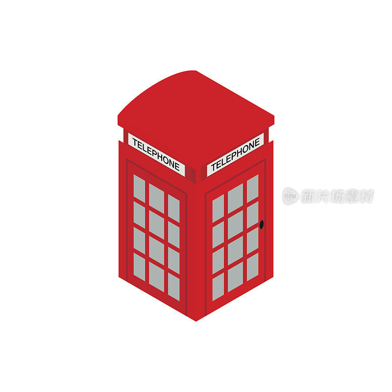 英国红色电话亭图标，等距3d风格