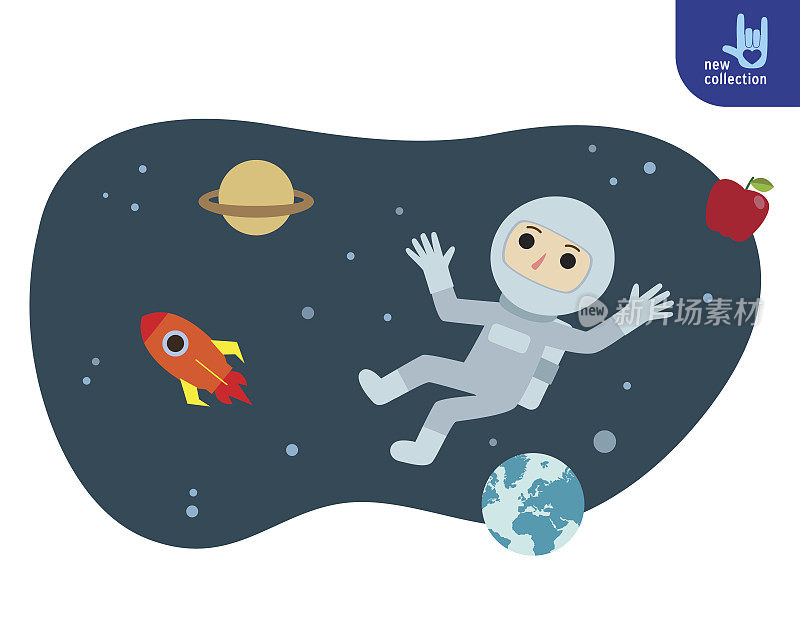 宇航员漂浮在世界之外。宇航员的概念。矢量平面卡通设计插图宣传册传单海报传单封面旗帜杂志。