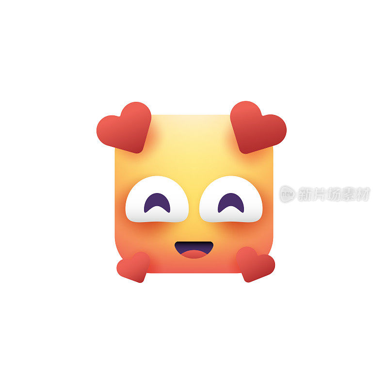 Emoticon设计立方体形状逼真着色