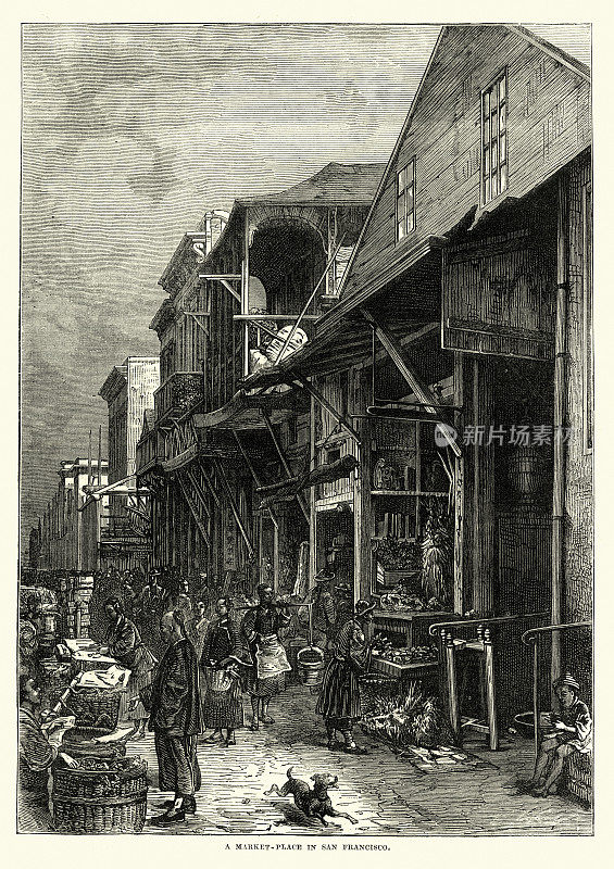 唐人街市场，旧金山，19世纪