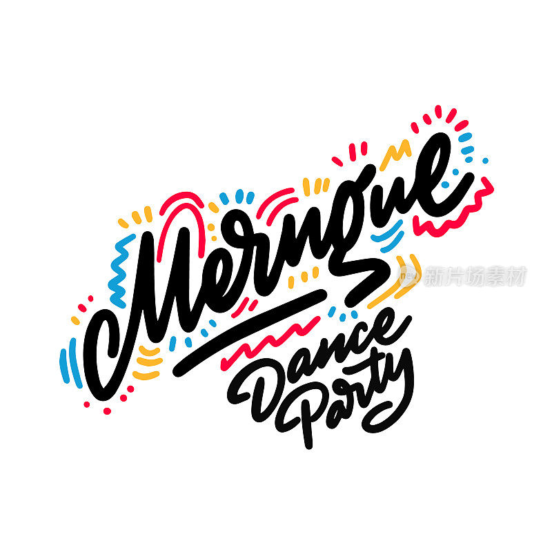 Merngue舞蹈派对字体手绘设计。可以用作标志，插图，标志或海报。