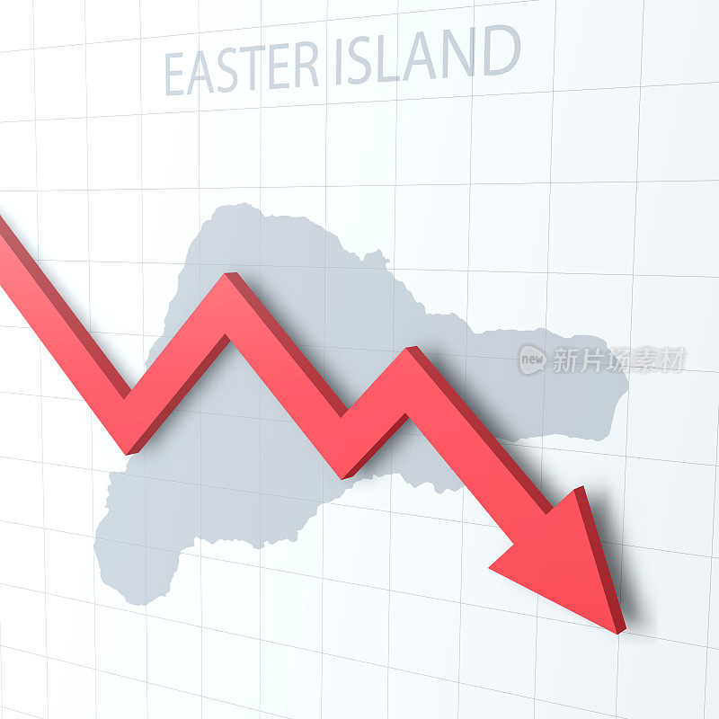 下落的红色箭头与复活节岛地图的背景