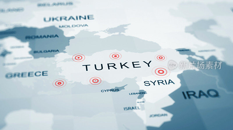 地图上的土耳其地震中心