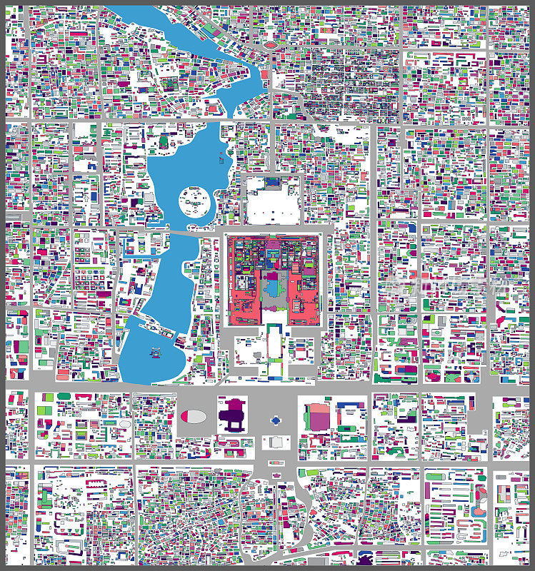 艺术插画风格的北京地图